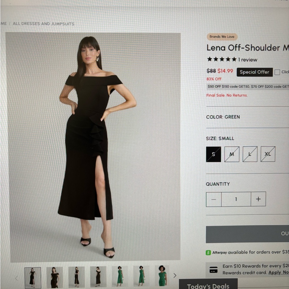 Lena Off-Shoulder Maxi Dress - Black